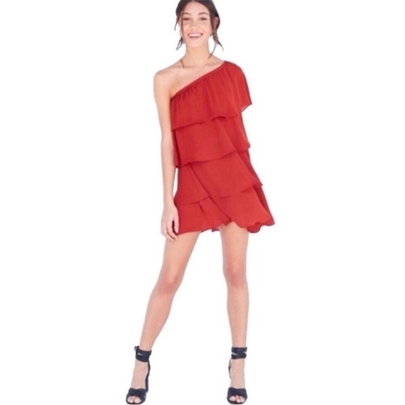 Urban Outfitters Dresses & Skirts - Urban Outfitters x Alice Iseult One Shoulder Tiered Mini Dress Terra Cotta